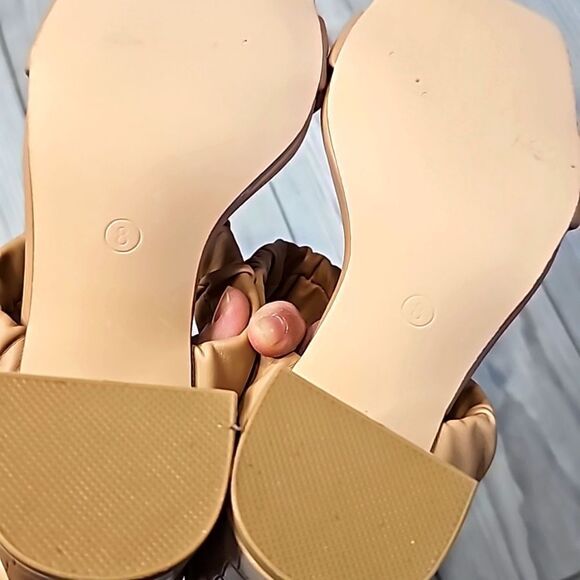 (56-3753) Coutgo Women's Ruched Slide Double Strap Square Sandals Sz 8 - Picture 5 of 8